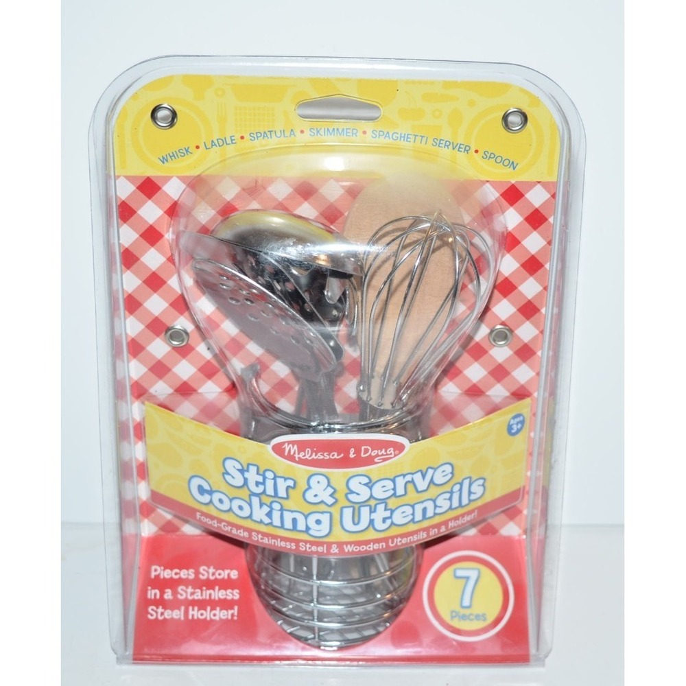 Melissa & Doug Stir & Serve Cooking Utensils 7 Pieces New Stainless Set‎